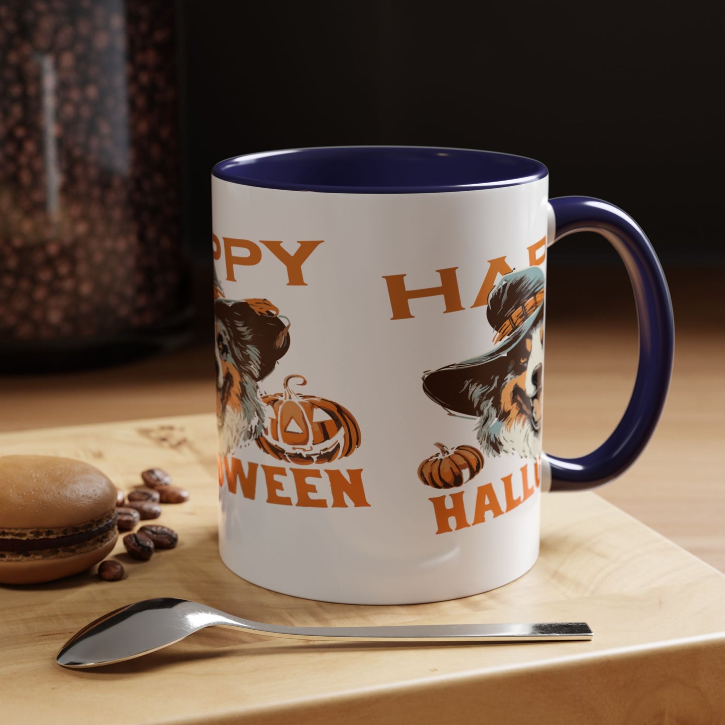 Halloween Dog Mug with Pumpkin Design, Cute Pet Lover Gift, Coffee Ceramic Cup for Fall, Spooky Season Decor, Happy Halloween