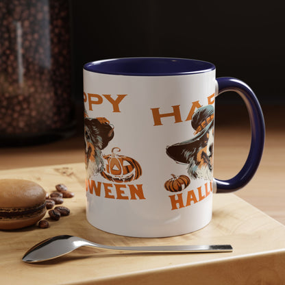 Halloween Dog Mug with Pumpkin Design, Cute Pet Lover Gift, Coffee Ceramic Cup for Fall, Spooky Season Decor, Happy Halloween