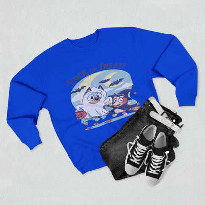 Halloween Sweatshirt, Cozy Unisex Crewneck, Trick or Treat Design, Fall Apparel, Halloween Costume, Perfect for October Celebrations