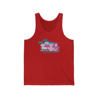 Stay Golden Unisex Jersey Tank Top – Summer Vibes, Tropical Design for Beach Lovers