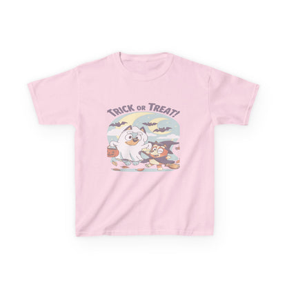 Kids Halloween T-Shirt, Trick or Treat Tee, Fun Ghost & Owl Shirt, Spooky Season Apparel, Cute Costume Top for Kids