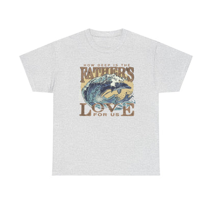 How Deep Is the Father's Love Wave Graphic Tee | Christian Faith Ocean Design