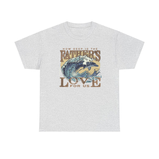 How Deep Is the Father's Love Wave Graphic Tee | Christian Faith Ocean Design