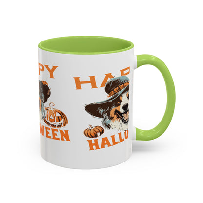 Halloween Dog Mug with Pumpkin Design, Cute Pet Lover Gift, Coffee Ceramic Cup for Fall, Spooky Season Decor, Happy Halloween