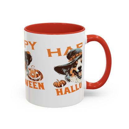 Halloween Dog Mug with Pumpkin Design, Cute Pet Lover Gift, Coffee Ceramic Cup for Fall, Spooky Season Decor, Happy Halloween