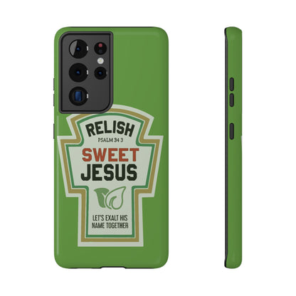 Relish Sweet Jesus Phone Case, Christian Gift, Impact-Resistant Case, Religious Phone Accessory, Faith-Based Present, Celebration Case