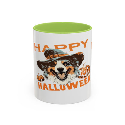 Halloween Dog Mug with Pumpkin Design, Cute Pet Lover Gift, Coffee Ceramic Cup for Fall, Spooky Season Decor, Happy Halloween