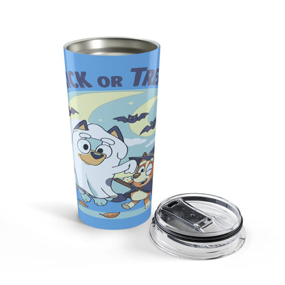 Halloween-Themed 20oz Tumbler - Trick or Treat Design, Cute Dog Characters, Perfect for Gifts, Fall Celebrations, and Party Favors