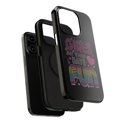 Fun Vibe Phone Case - Girls Just Wanna Have Fun Cell Case, Impact-Resistant Cover, Gift for Teens, Birthday Party Accessory, Trendy Tech