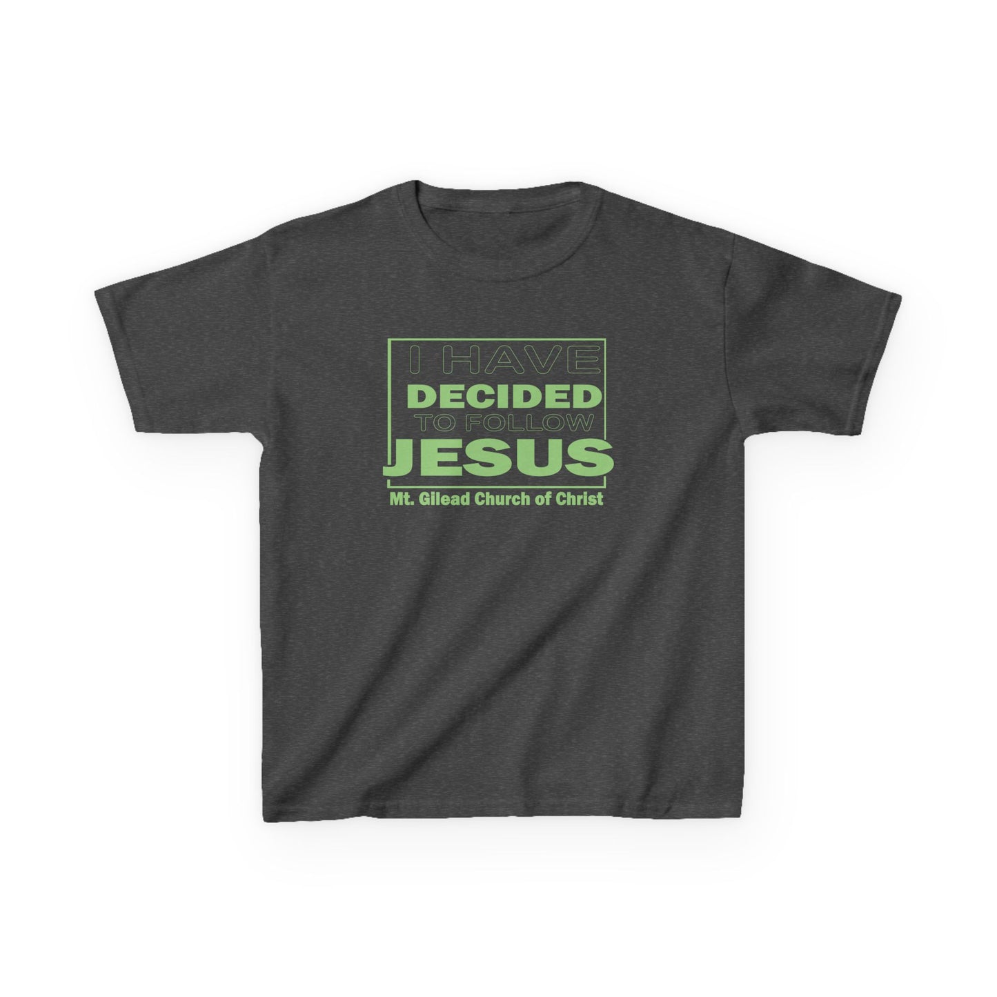 Kids T-Shirt — "I Have Decided to Follow Jesus" Neon Green Youth Church Tee