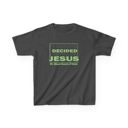 Kids T-Shirt — "I Have Decided to Follow Jesus" Neon Green Youth Church Tee