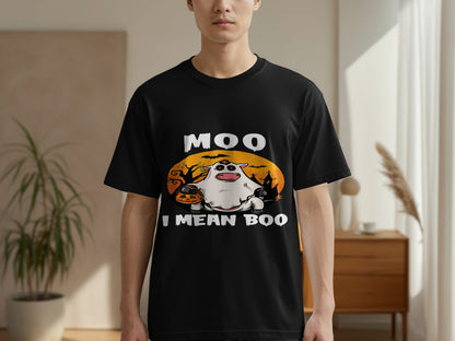Moo I Mean Boo Halloween Print T-shirt product type