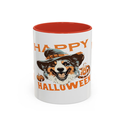 Halloween Dog Mug with Pumpkin Design, Cute Pet Lover Gift, Coffee Ceramic Cup for Fall, Spooky Season Decor, Happy Halloween