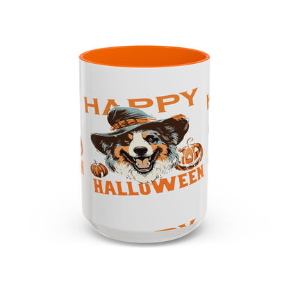 Halloween Dog Mug with Pumpkin Design, Cute Pet Lover Gift, Coffee Ceramic Cup for Fall, Spooky Season Decor, Happy Halloween