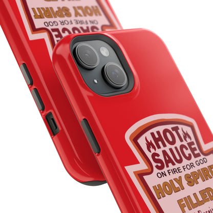 Holy Spirit Hot Sauce Phone Cases - Impact-Resistant, Christian Gift, Spiritual Reminder, Unique Design, Faith-Based Accessory