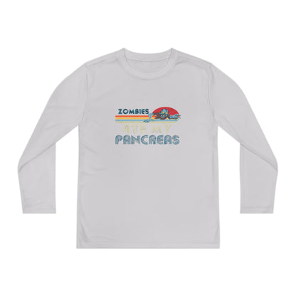 Youth Long Sleeve Funny Tee - Zombies Eat My Pancreas, Gift for Kids, Birthday Shirt, Humor Apparel, Summer Fashion