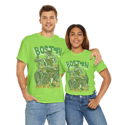 Boston Graphic Tee, Unisex Heavy Cotton T-Shirt, Vintage Boston Shirt, Irish Pride Apparel, St. Patrick's Day Gift, Casual Wear