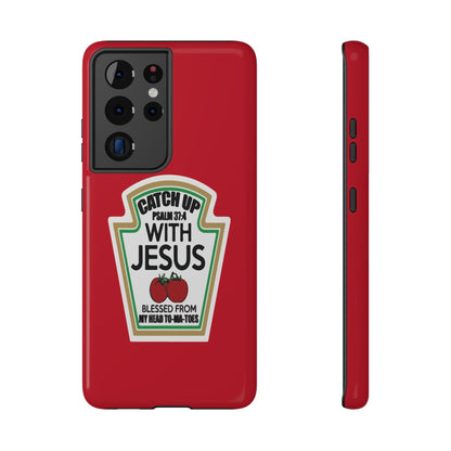 Fun Christian Phone Case, Catch Up with Jesus, Impact-Resistant, Faith-Based Gift, Religious Accessories, Bible Verses