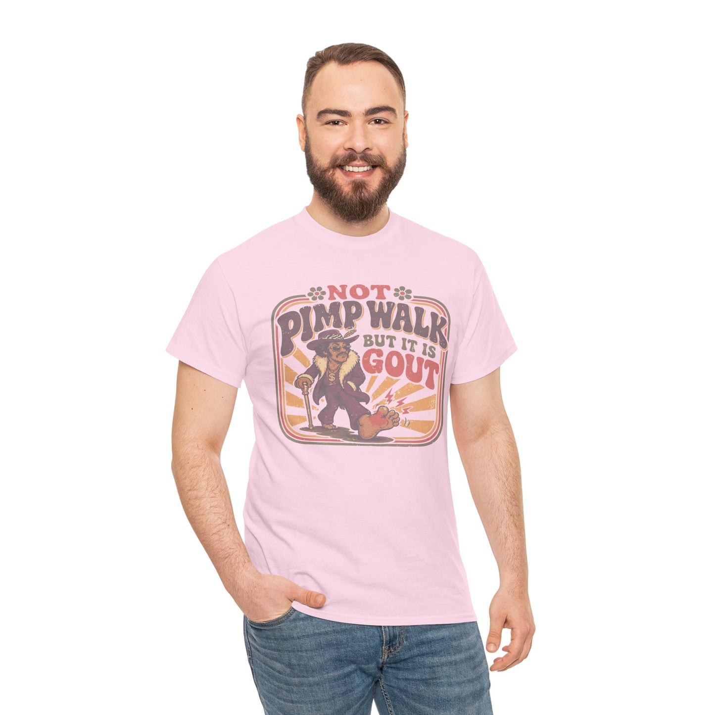 T-Shirt — Vintage 'Not Primping, It's Gout' Retro Humor Tee