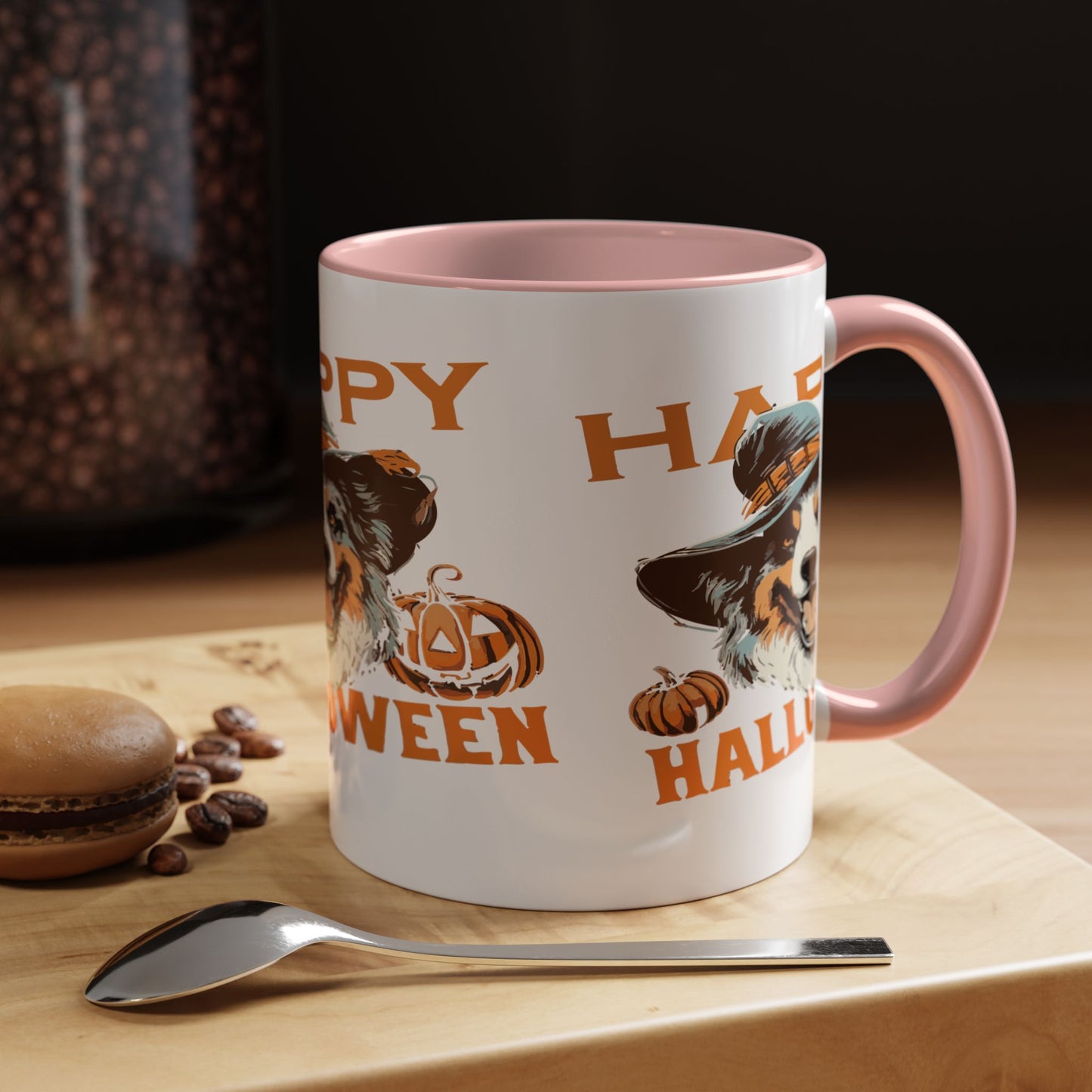 Halloween Dog Mug with Pumpkin Design, Cute Pet Lover Gift, Coffee Ceramic Cup for Fall, Spooky Season Decor, Happy Halloween