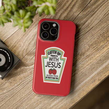 Fun Christian Phone Case, Catch Up with Jesus, Impact-Resistant, Faith-Based Gift, Religious Accessories, Bible Verses