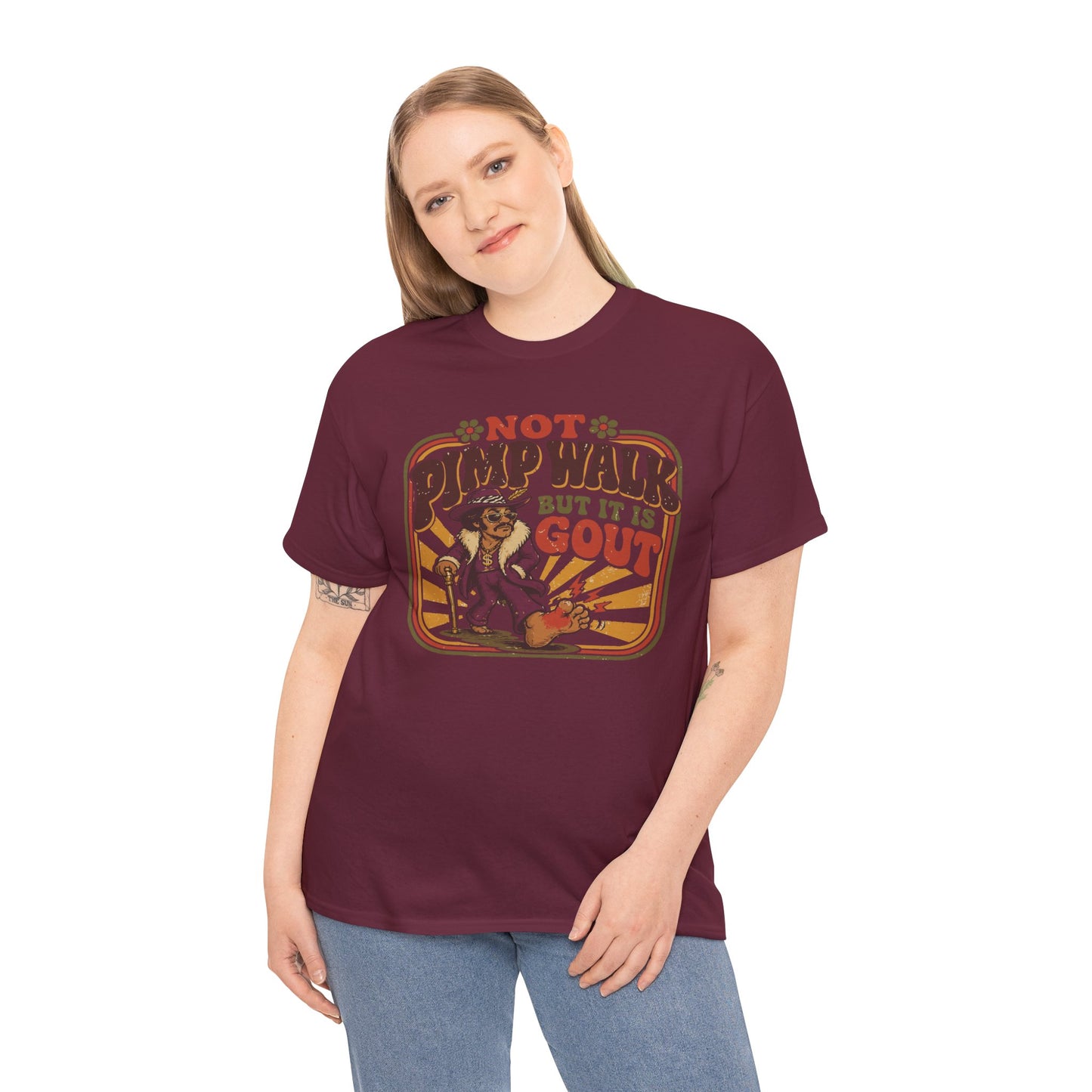 T-Shirt — Vintage 'Not Primping, It's Gout' Retro Humor Tee