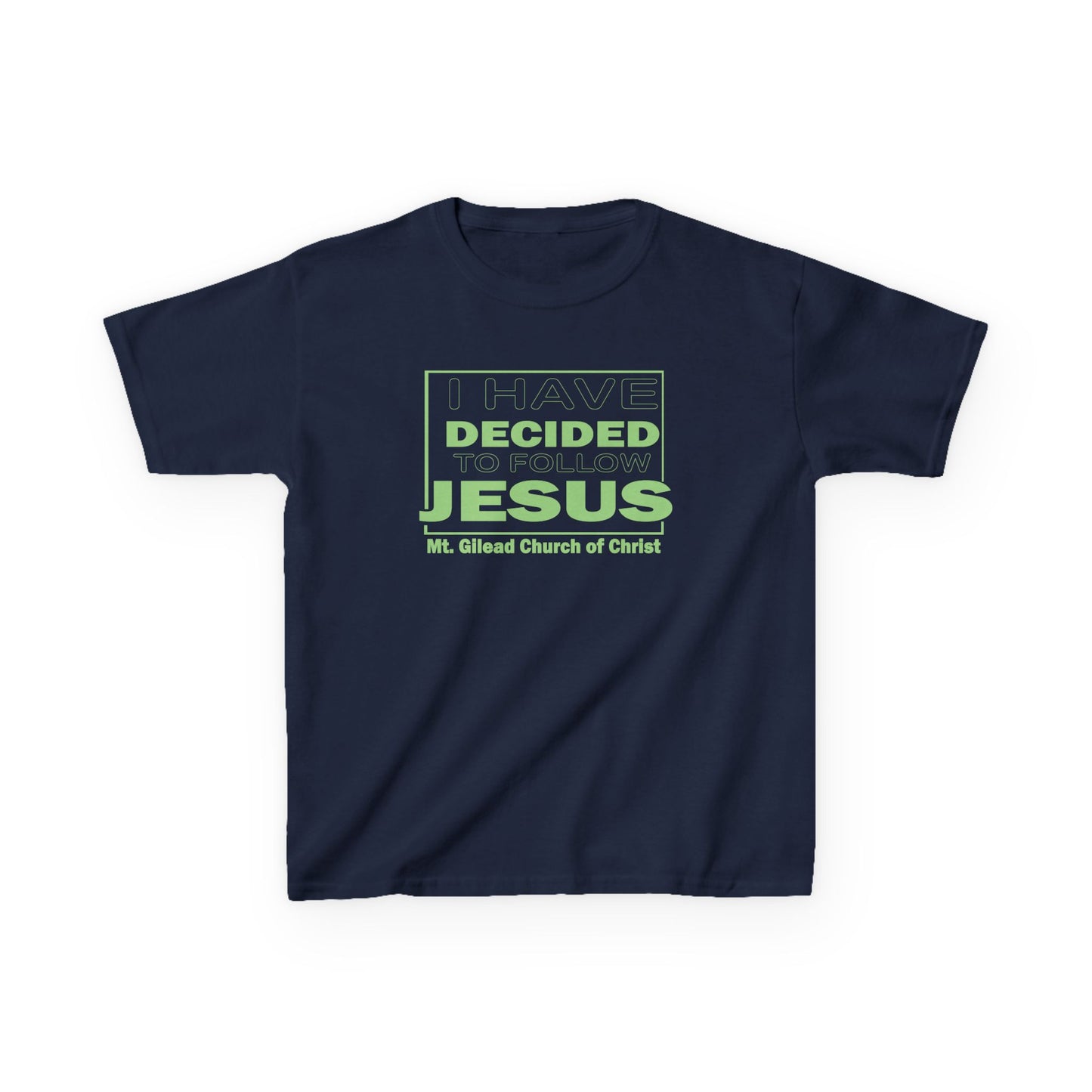 Kids T-Shirt — "I Have Decided to Follow Jesus" Neon Green Youth Church Tee