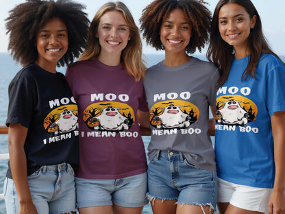 MOO I Mean Boo Halloween Ghost Cow T shirt product