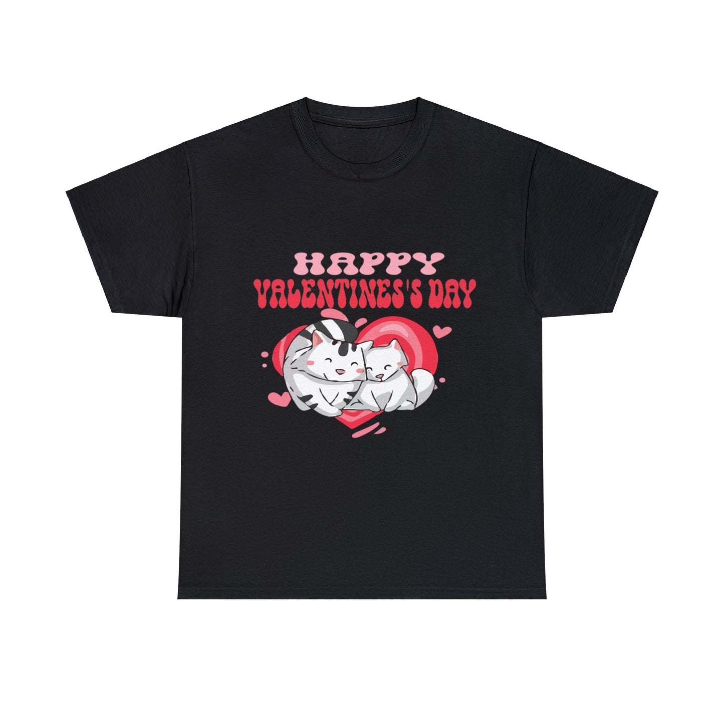 Happy Valetine Day Cats Unisex Heavy Cotton Tee