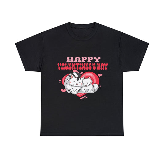 Happy Valetine Day Cats Unisex Heavy Cotton Tee