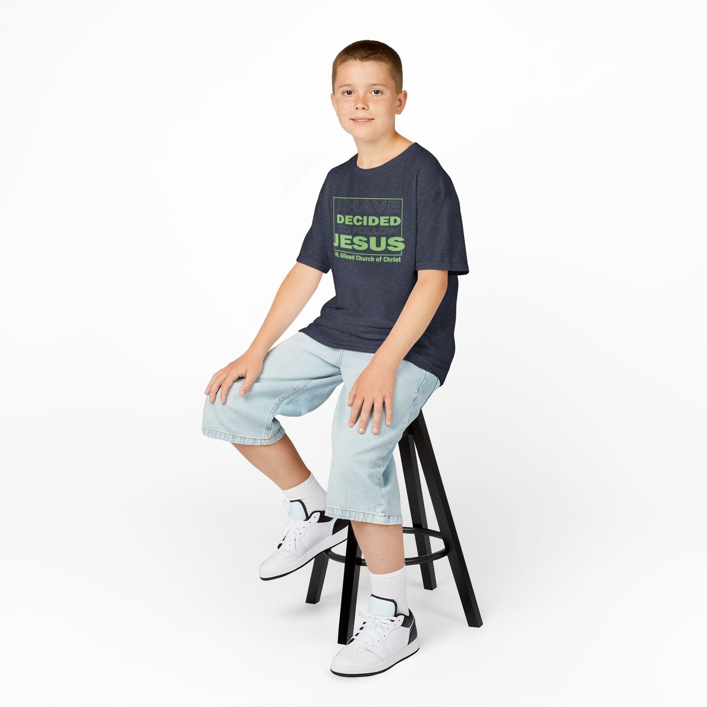 Kids T-Shirt — "I Have Decided to Follow Jesus" Neon Green Youth Church Tee
