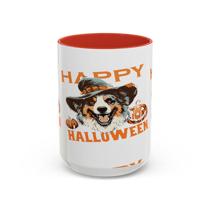 Halloween Dog Mug with Pumpkin Design, Cute Pet Lover Gift, Coffee Ceramic Cup for Fall, Spooky Season Decor, Happy Halloween