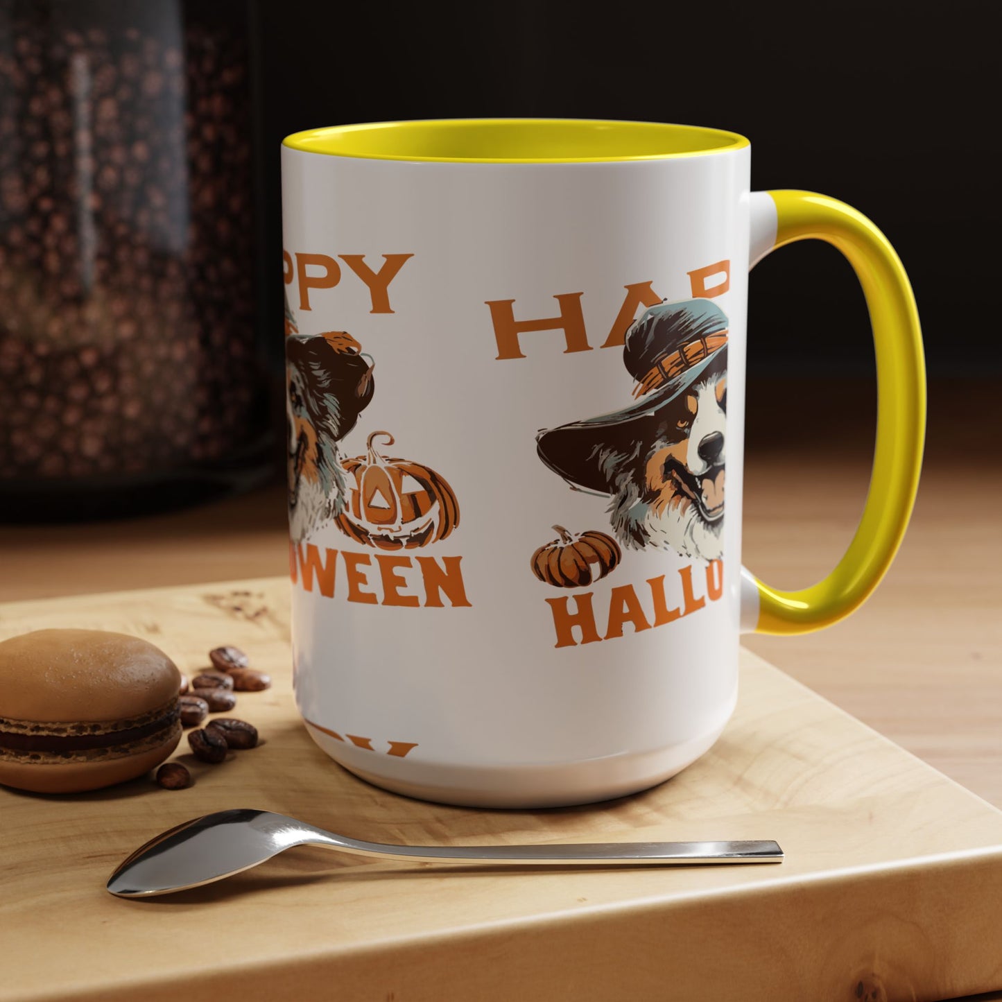 Halloween Dog Mug with Pumpkin Design, Cute Pet Lover Gift, Coffee Ceramic Cup for Fall, Spooky Season Decor, Happy Halloween