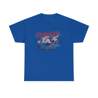 Popeye Illustration Unisex Heavy Cotton Tee, Cartoon T-Shirt, Gift for Fans, Casual Wear, Retro Design, Comfortable Top