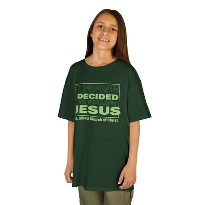 Kids T-Shirt — "I Have Decided to Follow Jesus" Neon Green Youth Church Tee