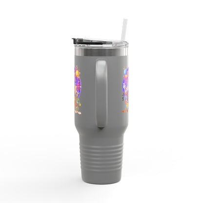 Colorful Insulated Travel Mug, 40oz - Fun for Road Trips, Tailgating, Hot Summer Days, Gift for Friends, Family, or Kids