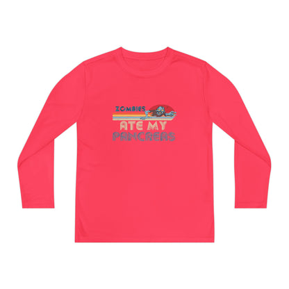 Youth Long Sleeve Funny Tee - Zombies Eat My Pancreas, Gift for Kids, Birthday Shirt, Humor Apparel, Summer Fashion