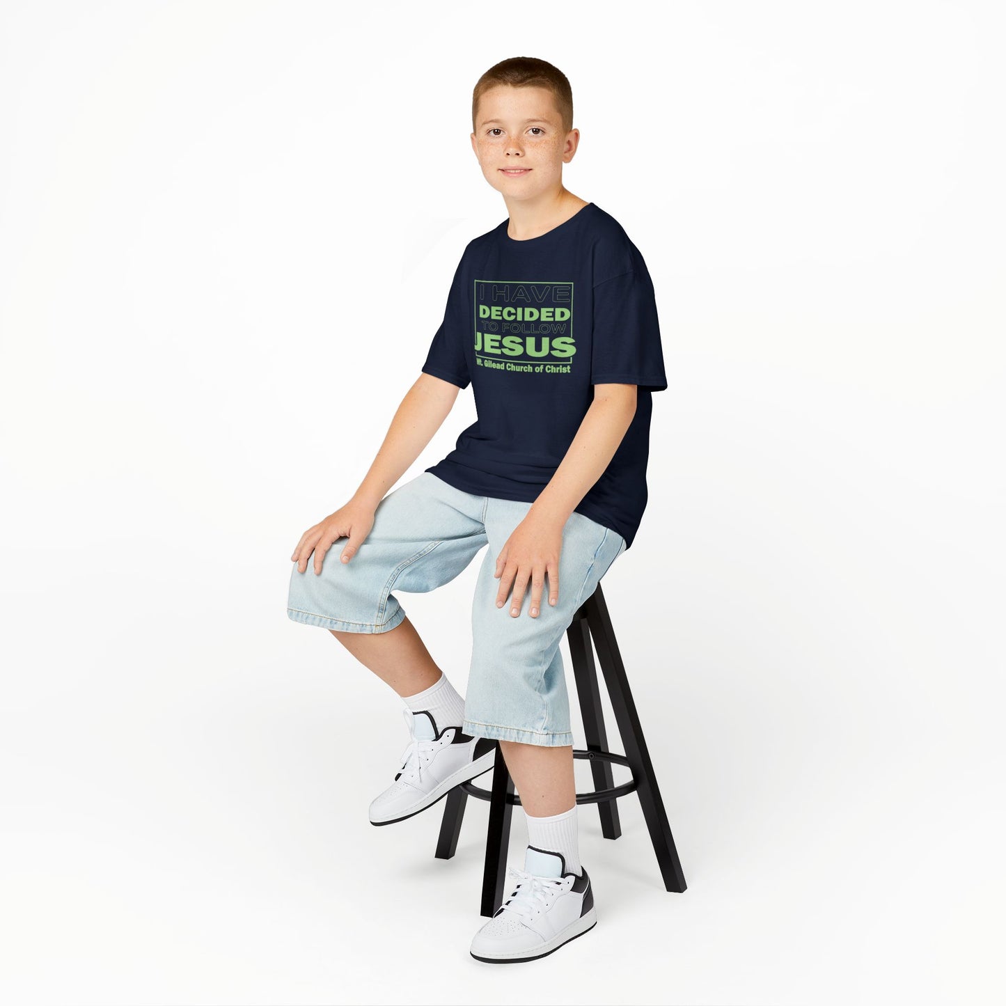 Kids T-Shirt — "I Have Decided to Follow Jesus" Neon Green Youth Church Tee