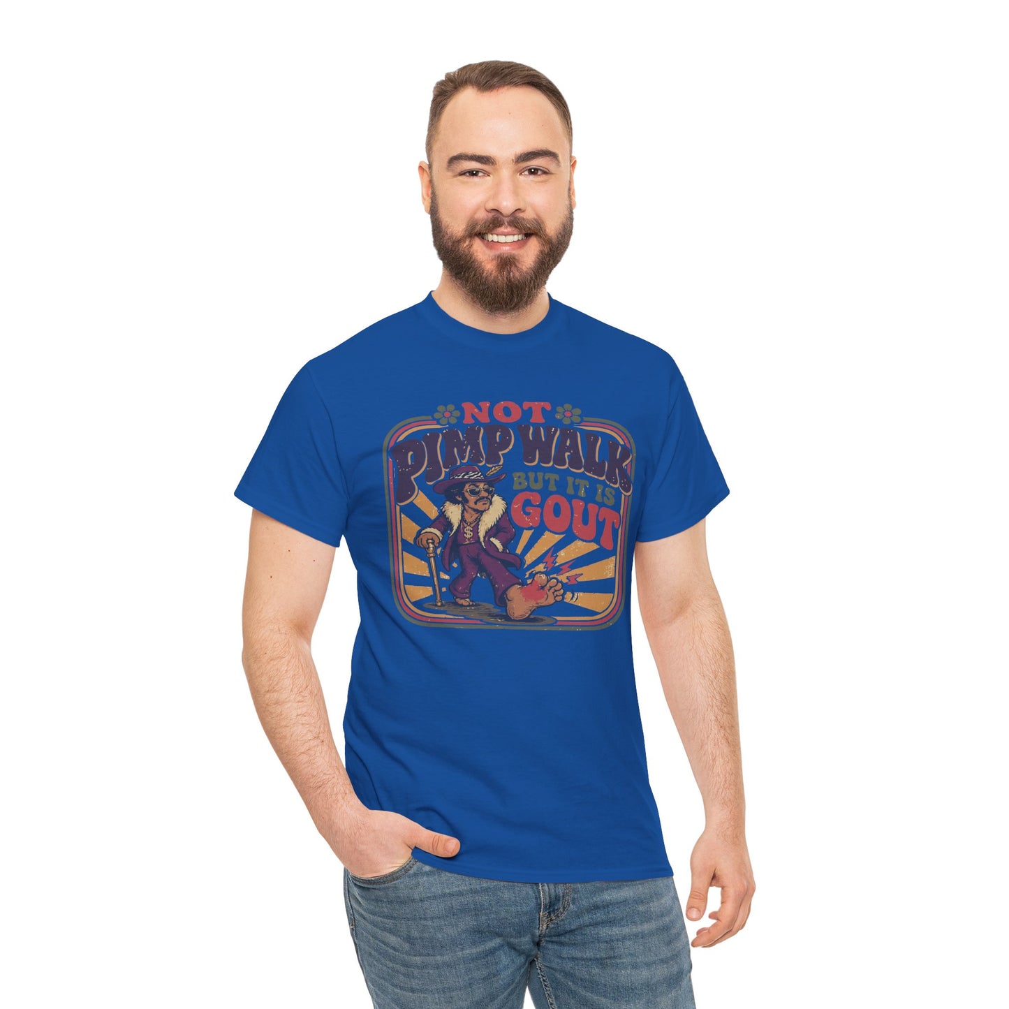 T-Shirt — Vintage 'Not Primping, It's Gout' Retro Humor Tee