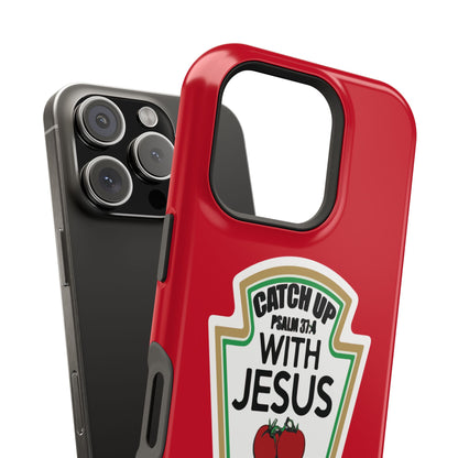Fun Christian Phone Case, Catch Up with Jesus, Impact-Resistant, Faith-Based Gift, Religious Accessories, Bible Verses