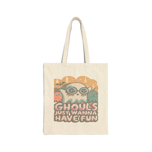 Playful Halloween Tote Bag: Ghoul Vibes, Eco-Friendly Shopping, Gift for Halloween Lovers, Cute Canvas Bag, Trick or Treat Tote
