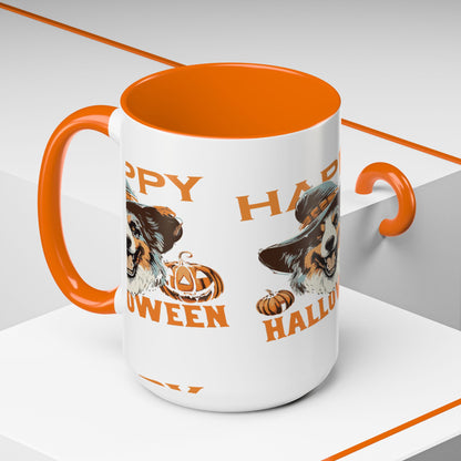 Halloween Dog Mug with Pumpkin Design, Cute Pet Lover Gift, Coffee Ceramic Cup for Fall, Spooky Season Decor, Happy Halloween