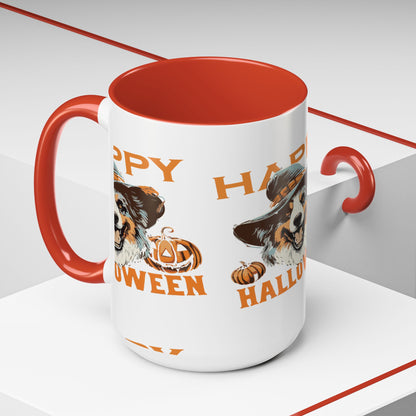 Halloween Dog Mug with Pumpkin Design, Cute Pet Lover Gift, Coffee Ceramic Cup for Fall, Spooky Season Decor, Happy Halloween