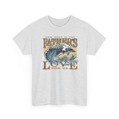 How Deep Is the Father's Love Wave Graphic Tee | Christian Faith Ocean Design
