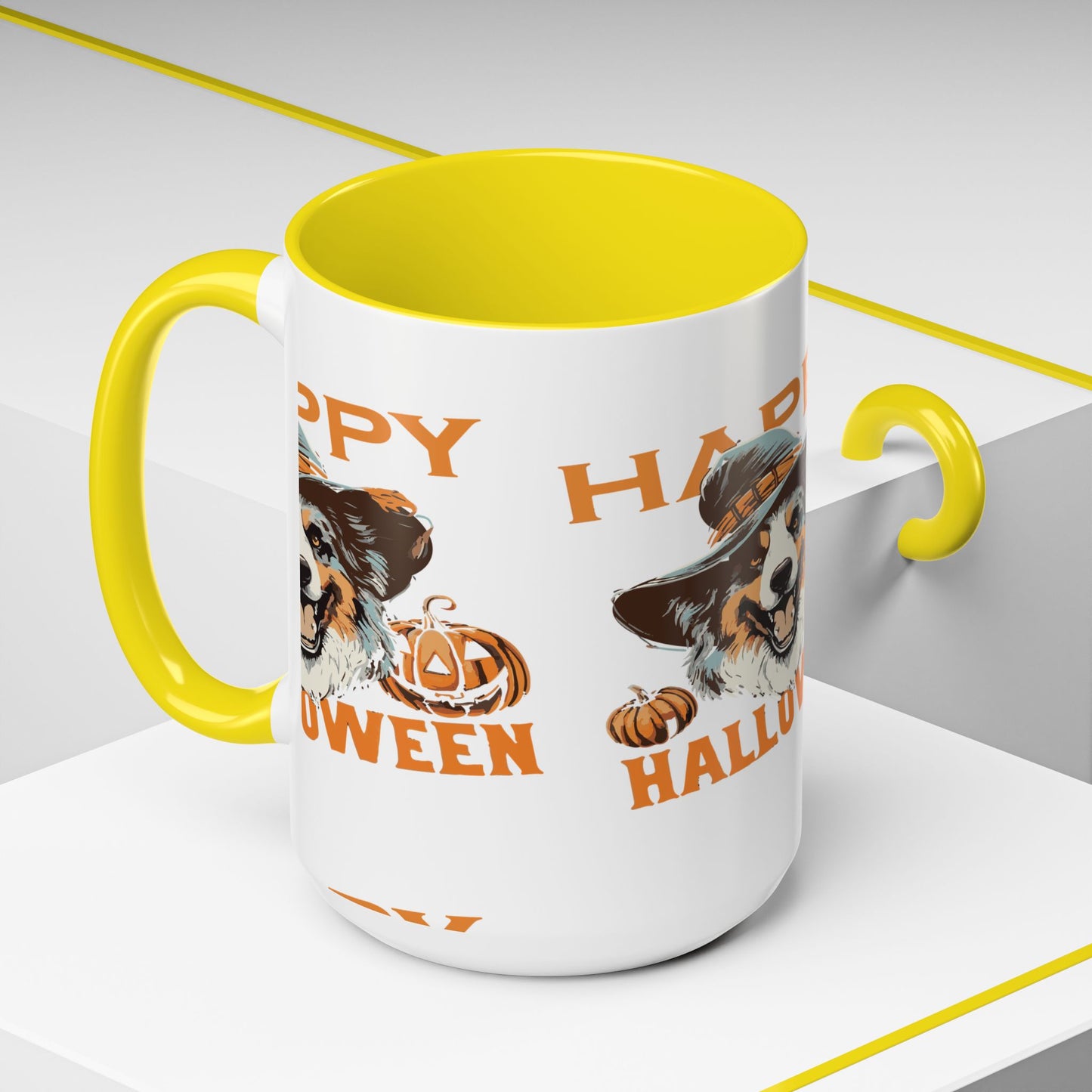 Halloween Dog Mug with Pumpkin Design, Cute Pet Lover Gift, Coffee Ceramic Cup for Fall, Spooky Season Decor, Happy Halloween