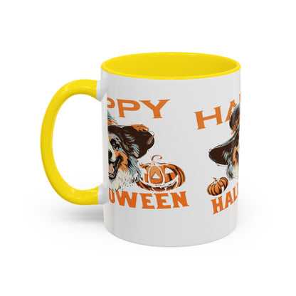 Halloween Dog Mug with Pumpkin Design, Cute Pet Lover Gift, Coffee Ceramic Cup for Fall, Spooky Season Decor, Happy Halloween