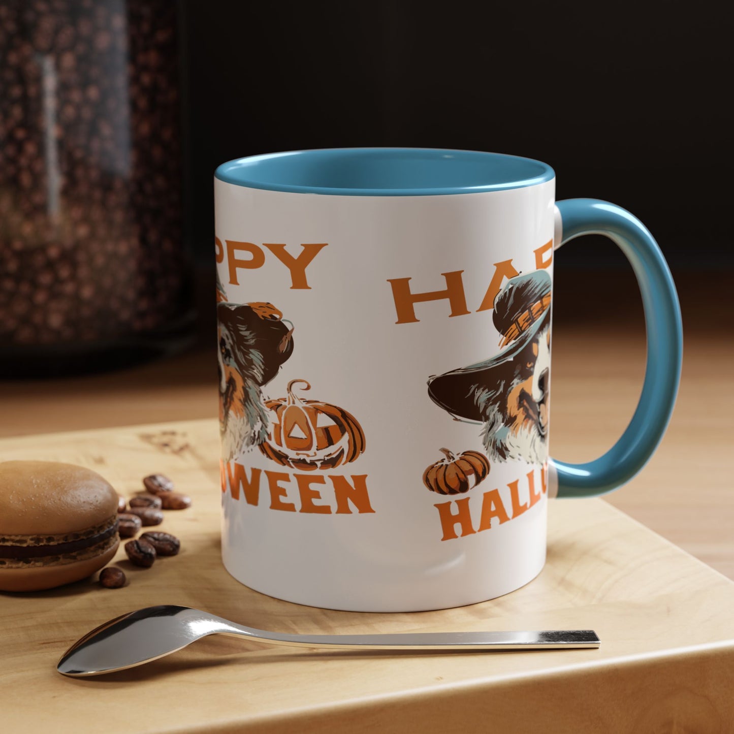 Halloween Dog Mug with Pumpkin Design, Cute Pet Lover Gift, Coffee Ceramic Cup for Fall, Spooky Season Decor, Happy Halloween