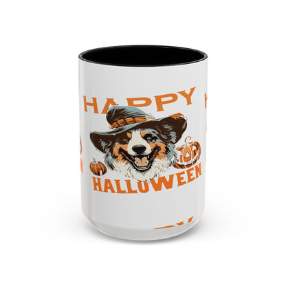 Halloween Dog Mug with Pumpkin Design, Cute Pet Lover Gift, Coffee Ceramic Cup for Fall, Spooky Season Decor, Happy Halloween