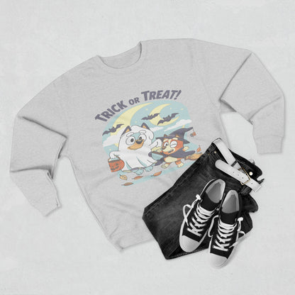 Halloween Sweatshirt, Cozy Unisex Crewneck, Trick or Treat Design, Fall Apparel, Halloween Costume, Perfect for October Celebrations