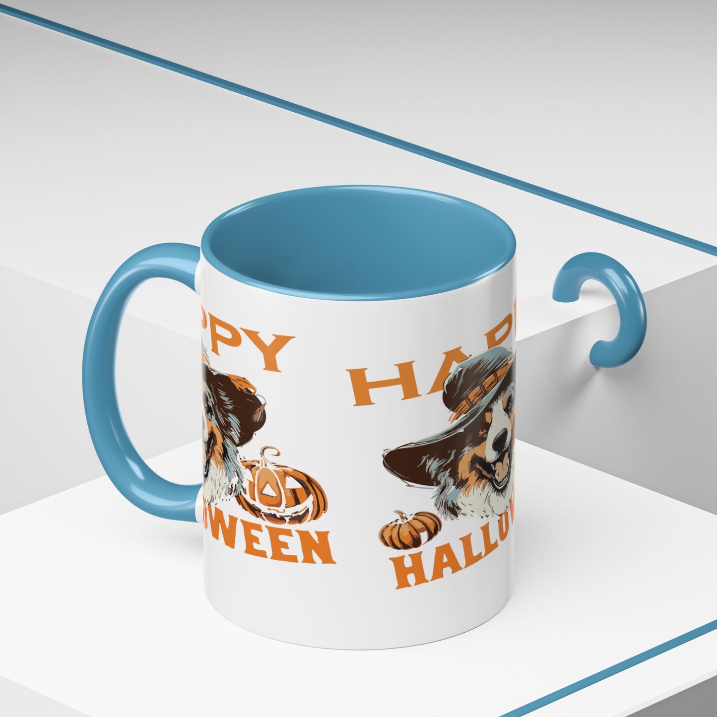 Halloween Dog Mug with Pumpkin Design, Cute Pet Lover Gift, Coffee Ceramic Cup for Fall, Spooky Season Decor, Happy Halloween